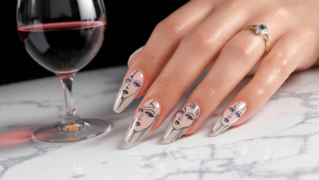 Aesthetic Abstract Noir Fall Nails 2026 by Vibe Annex