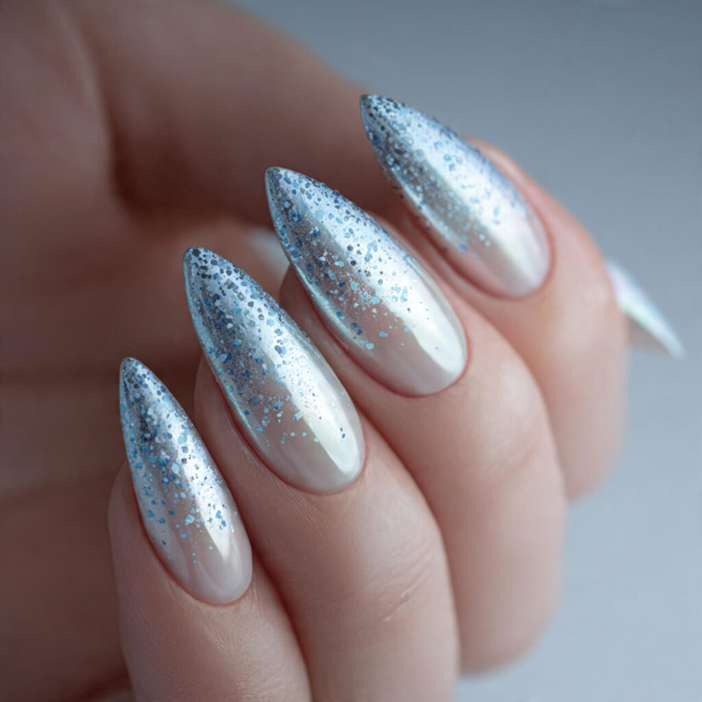 christmas nails 2026 Micro Snowfall Dot Gradient