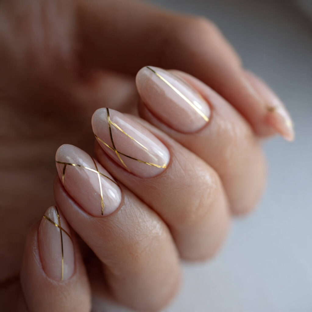 christmas nails 2026 Micro Gold Geometry Accent