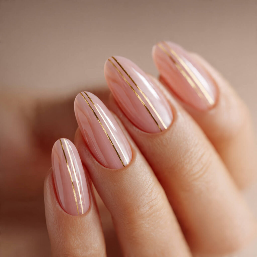 christmas nails 2026 Micro Gold Vertical Thread Lines