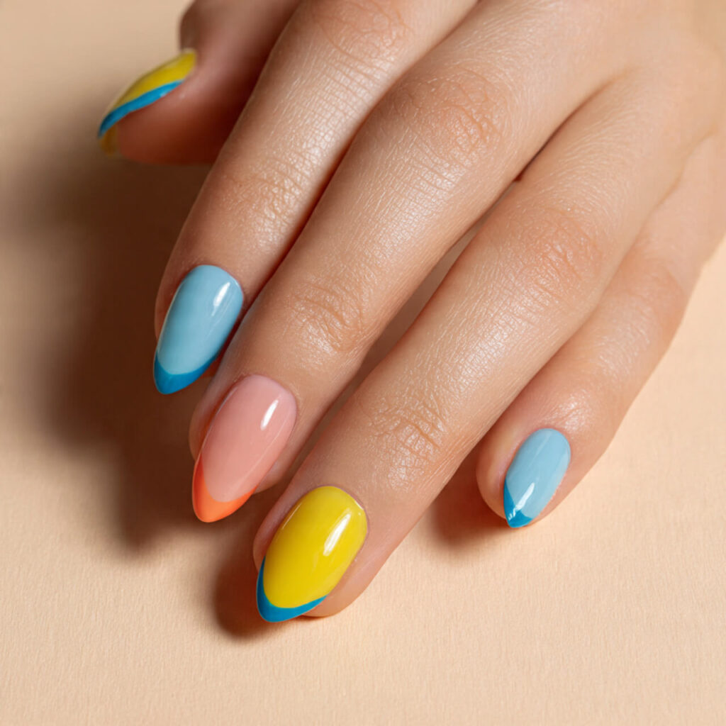 summer nails 2026 Mixed Tropical French Tips