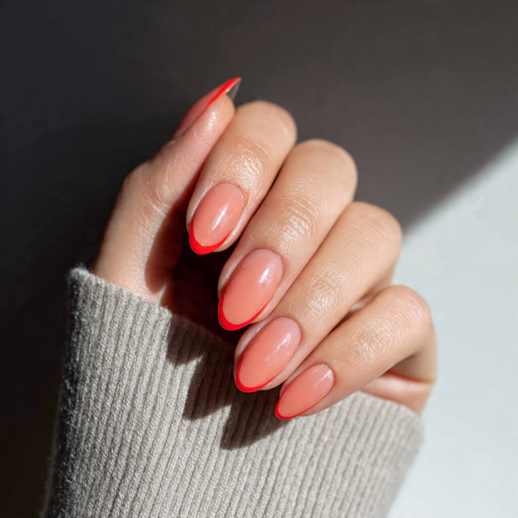 summer nails 2026 Coral French Tips