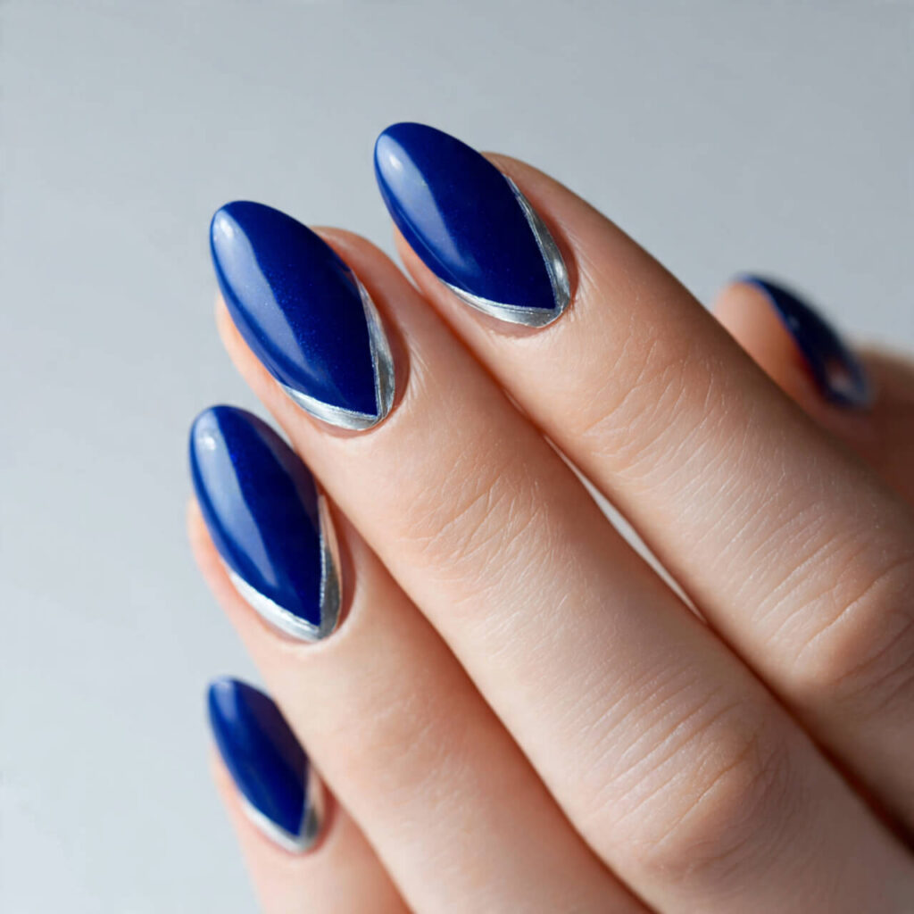 french tip nails Cobalt Angle Tips (Bold Color Block) 🔵​