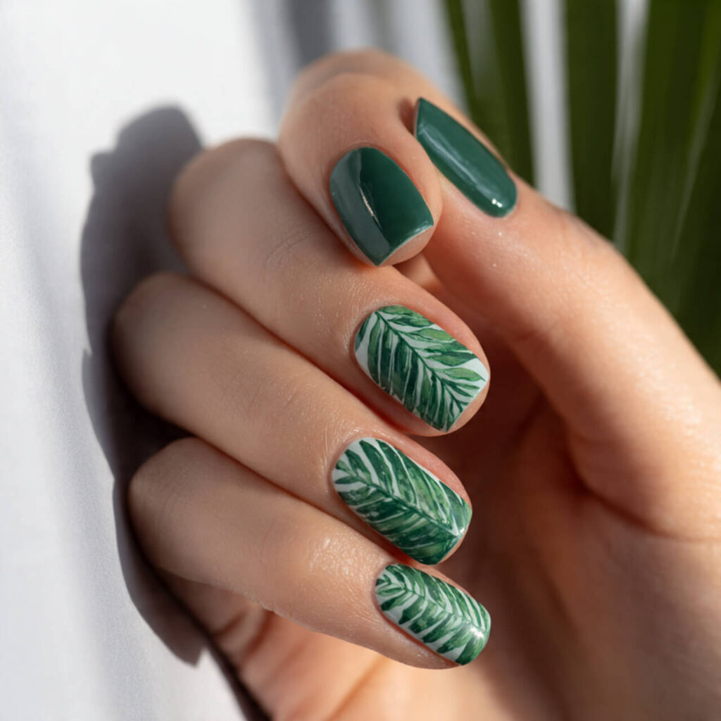 summer nails 2026 Leaf Botanical Nails 🌿​