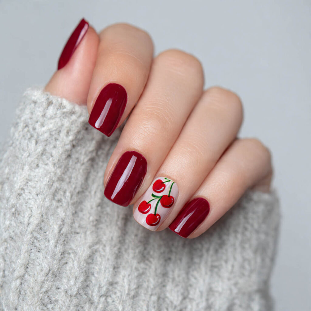 summer nails 2026 Fruit Nail Art (Cherry/Strawberry) 🍓​