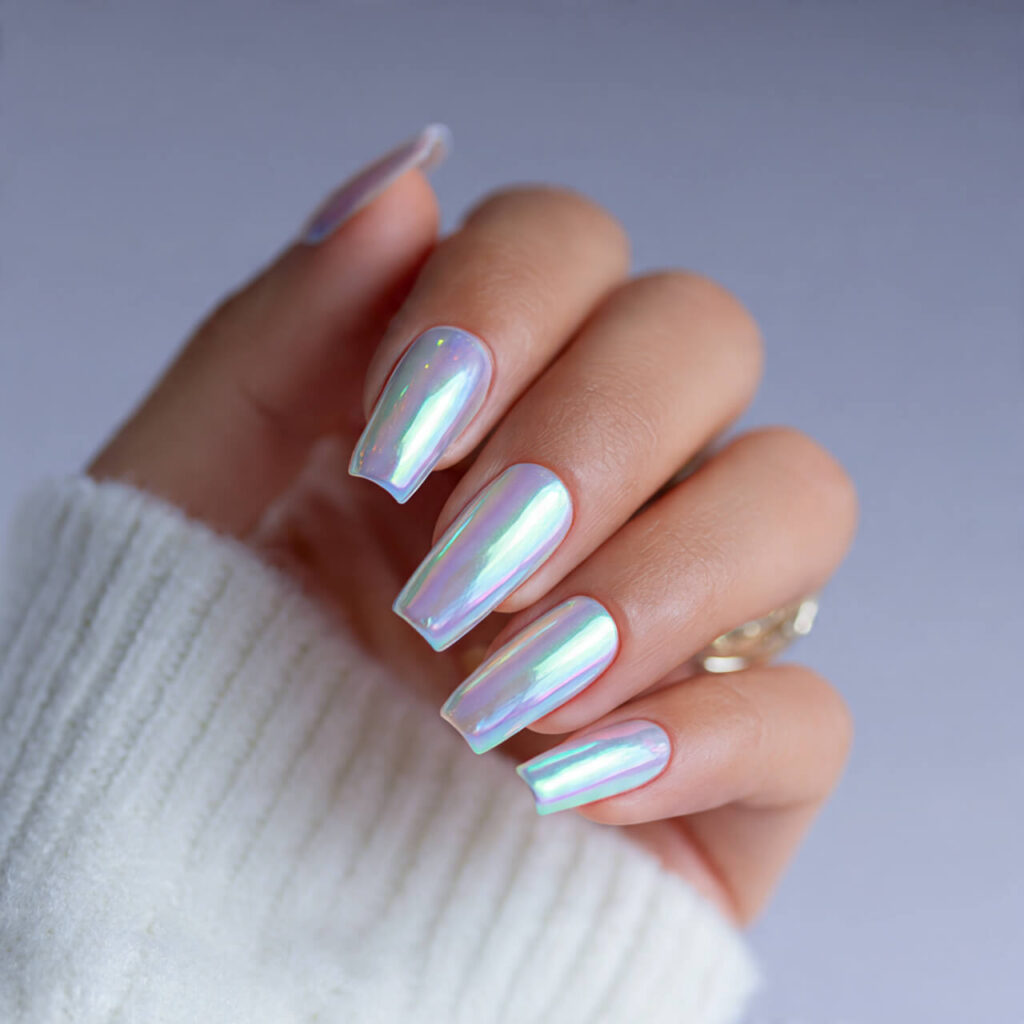 fall nails 2026 Chrome Aura Sage (Futuristic Luxe) 💎​