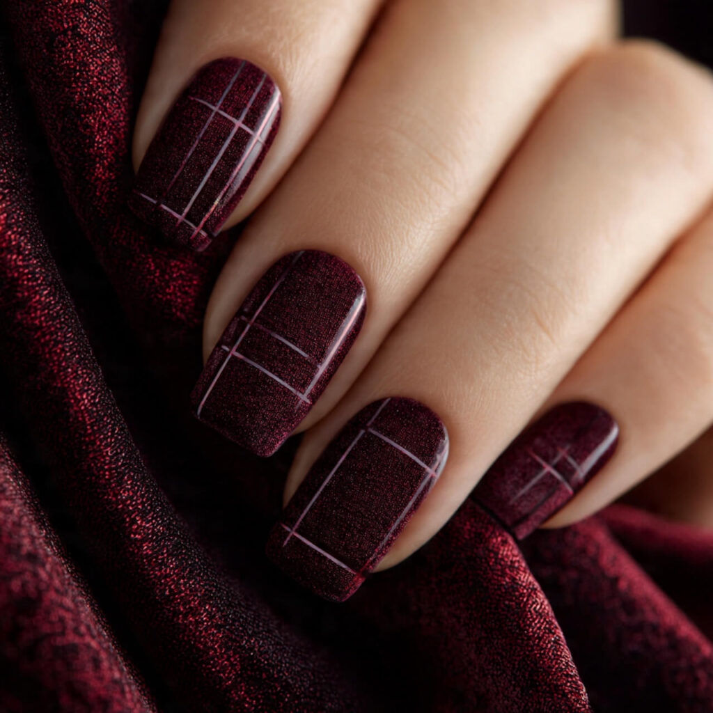 christmas nails 2026 Micro Broken Line Grid