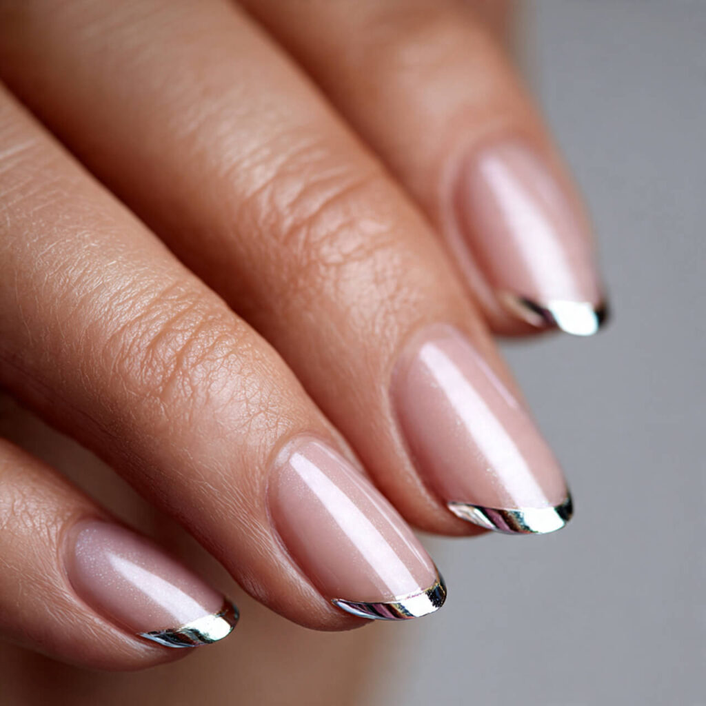 french tip nails Micro Slant French (Geometric Luxe) 🔺​