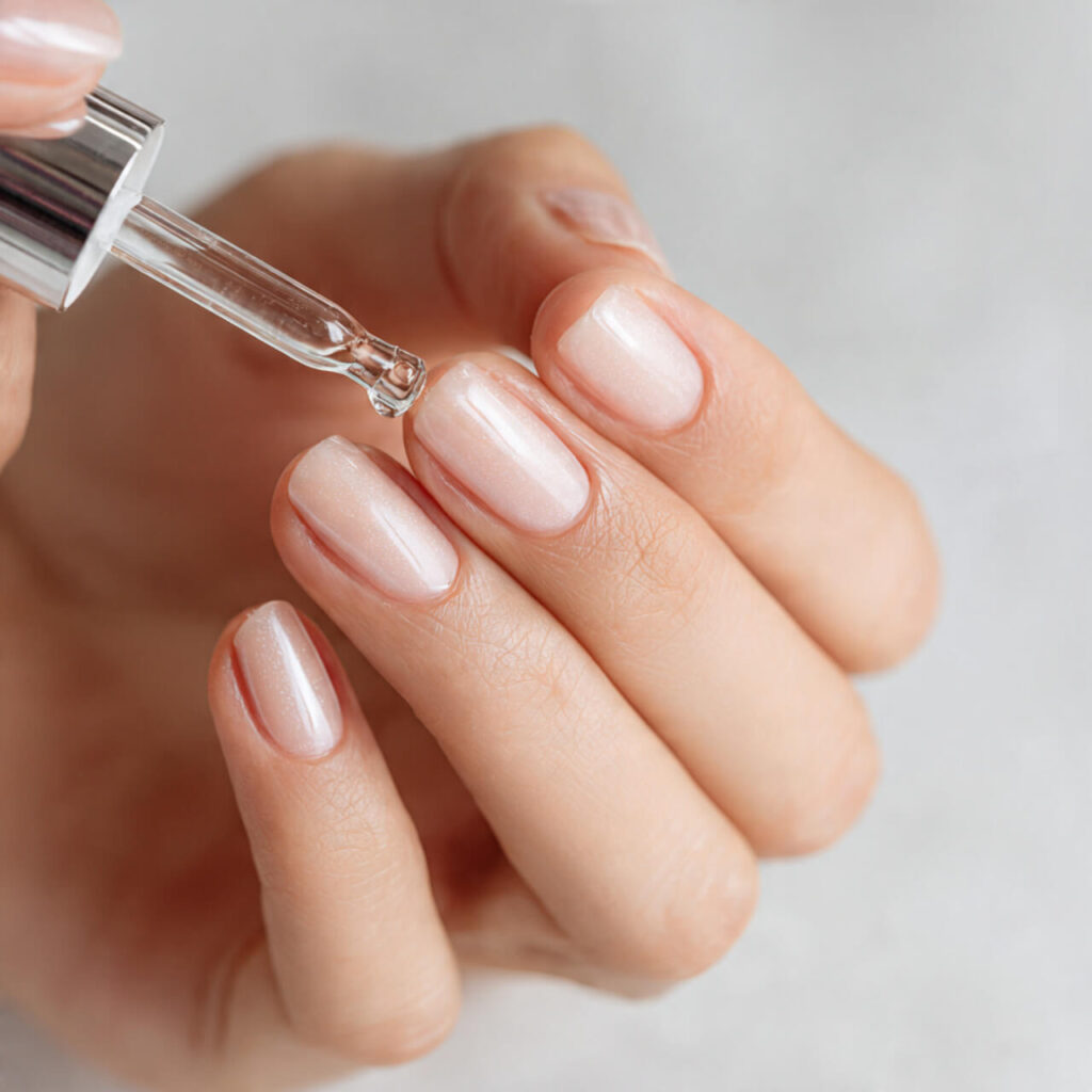 french tip nails Cuticle Oil Application (Luxury Care Moment) 🧴​