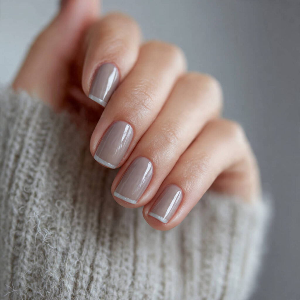 french tip nails Shadow Double Edge (Smoky Luxe) 🌫️​