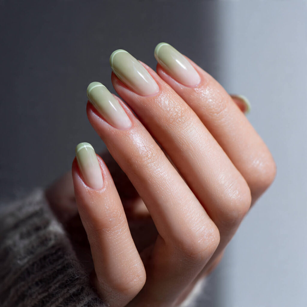 french tip nails Sage Split Angle (Modern Minimal Art) 🌿​