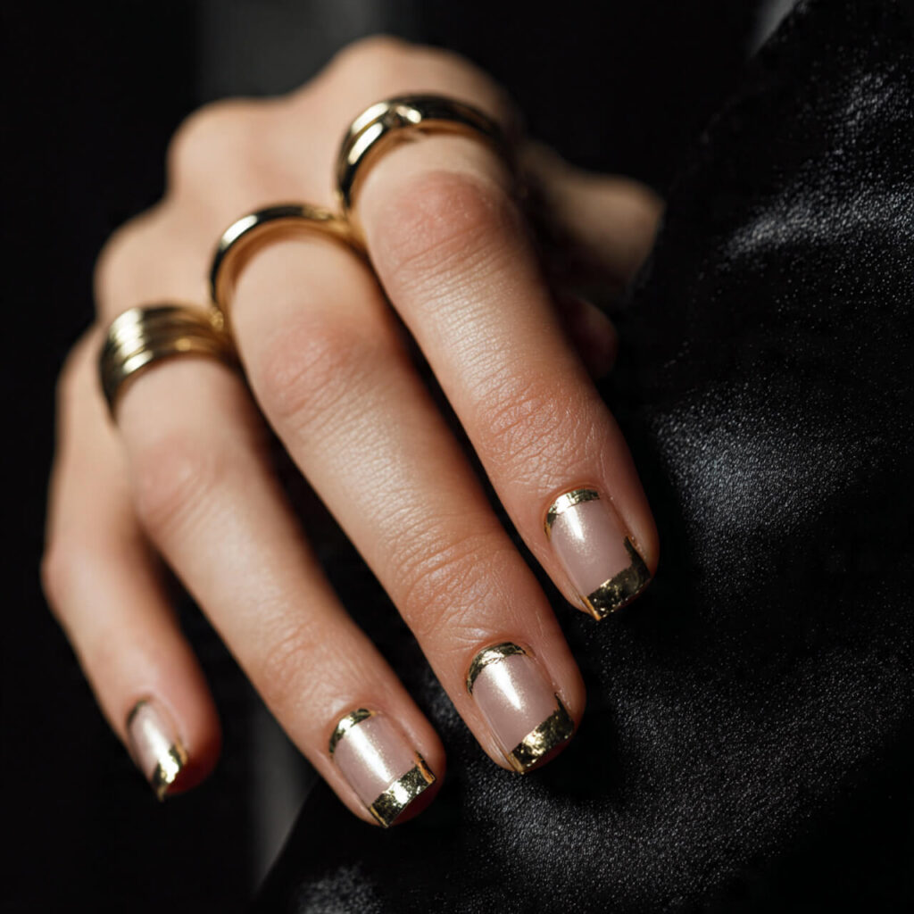 french tip nails Metallic Micro Edge (Editorial Luxe) 💅​