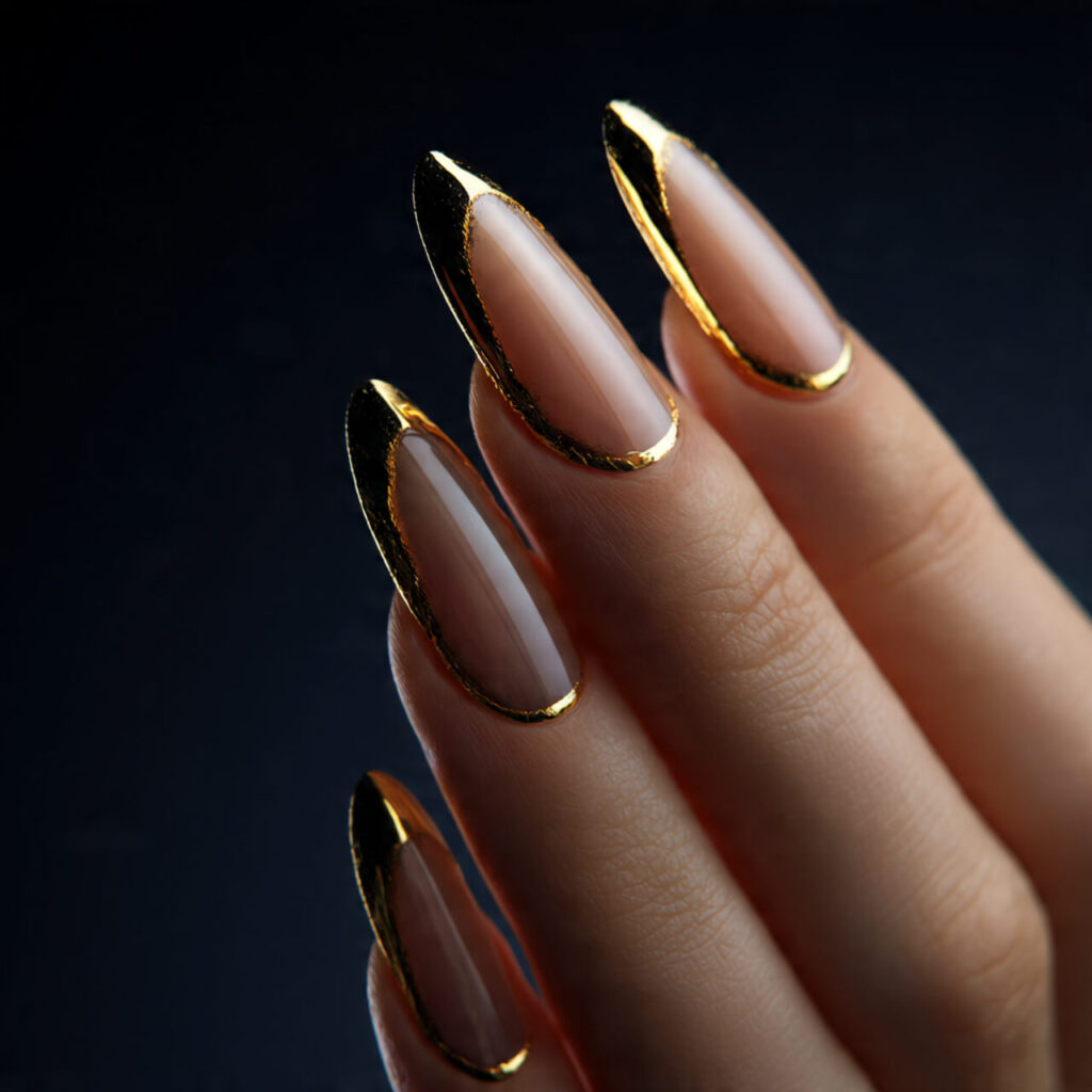 french tip nails Liquid Gold Edge (Couture Shine) 💎​