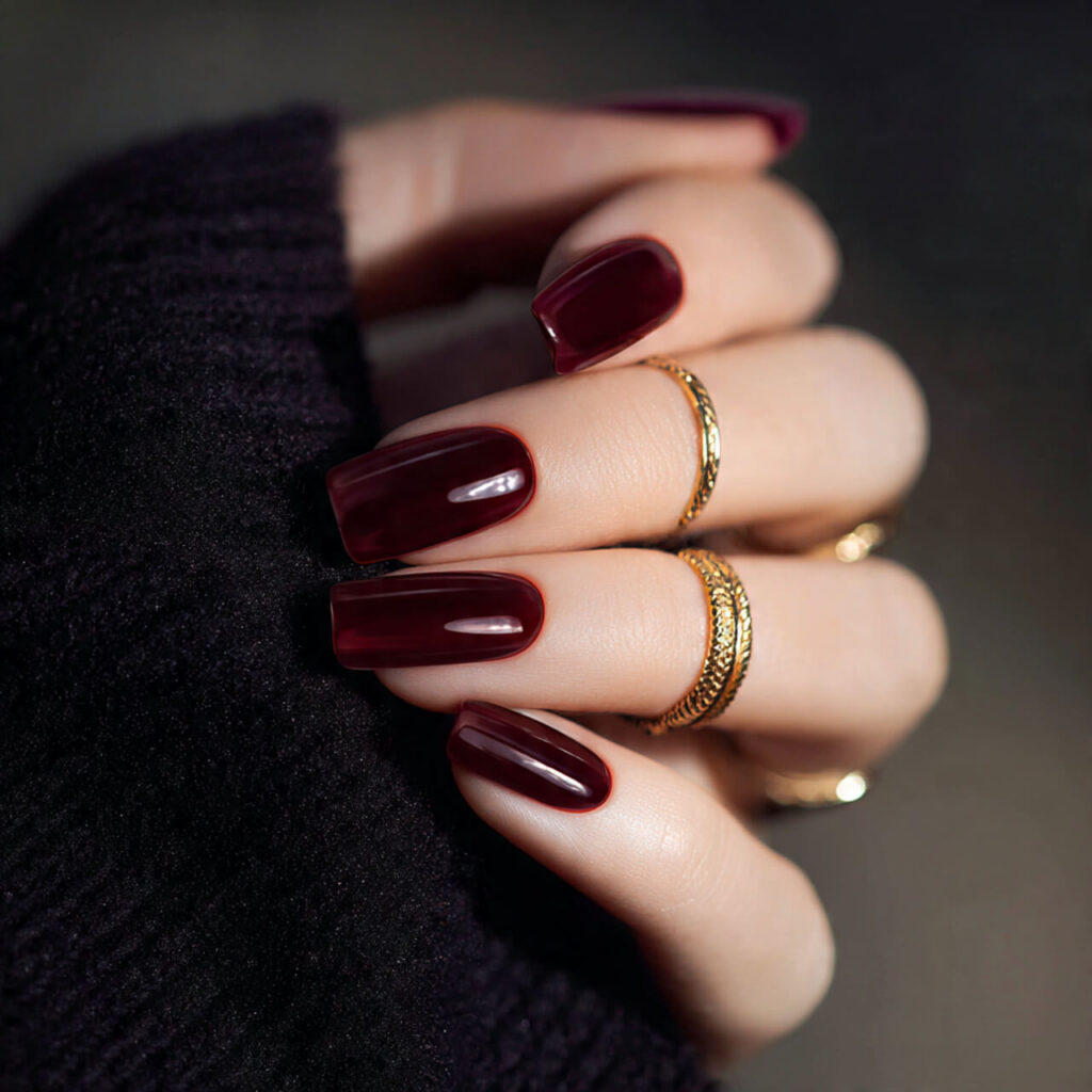 fall nails 2026 Bordeaux Velvet Luxe 🍷​