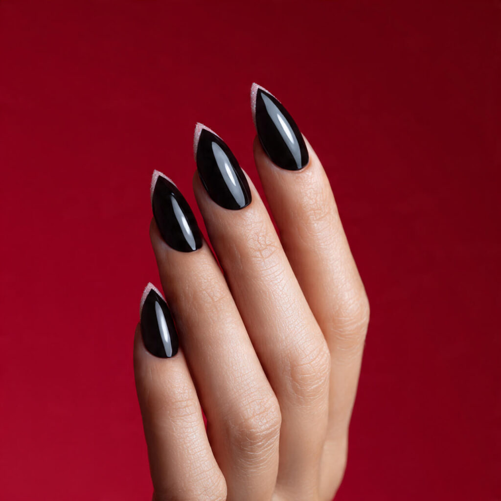 french tip nails Monochrome Slant Cut (Editorial Sharp) 🔺​