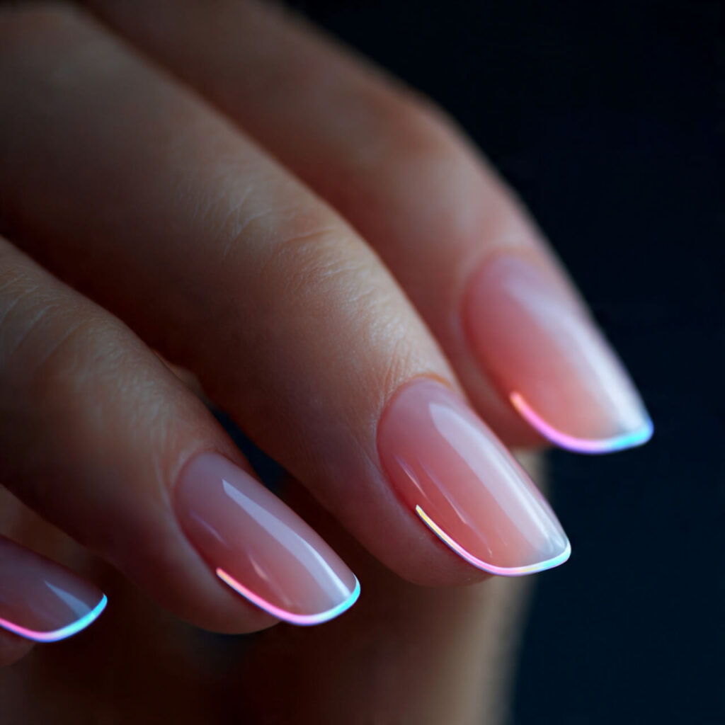 french tip nails 2026 Neon Micro Accent (Futuristic Chic) ✨​