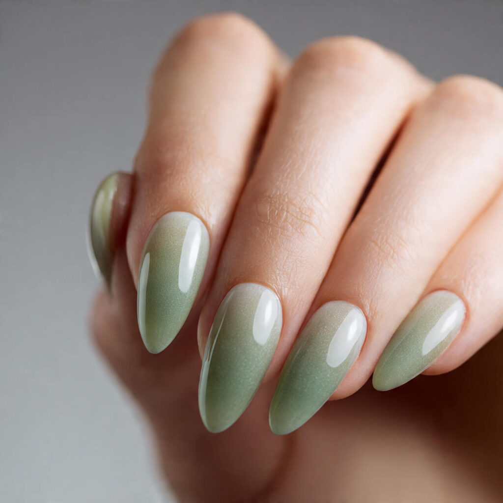 fall nails 2026 Sage Halo Glow (Soft Aura Luxe)🍃​