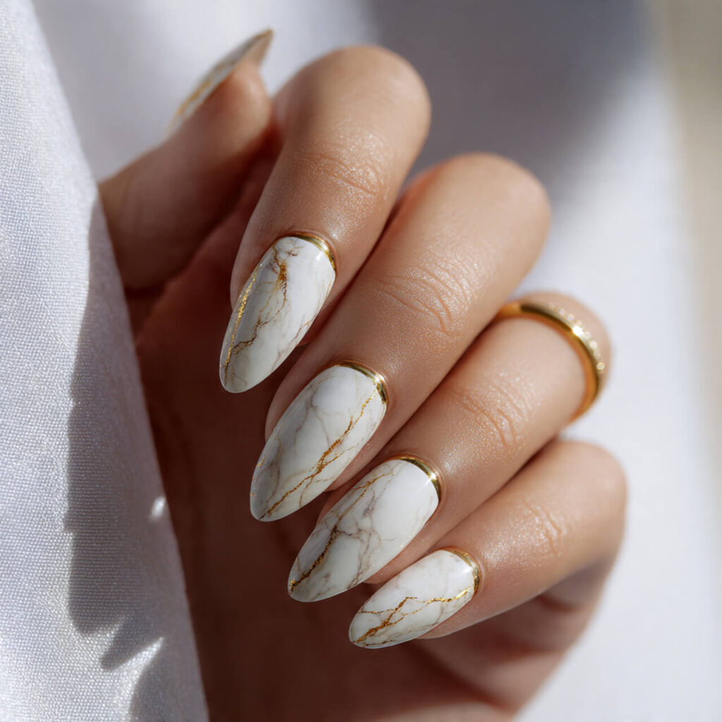 fall nails 2026 Cream Luxe Marble 💖​