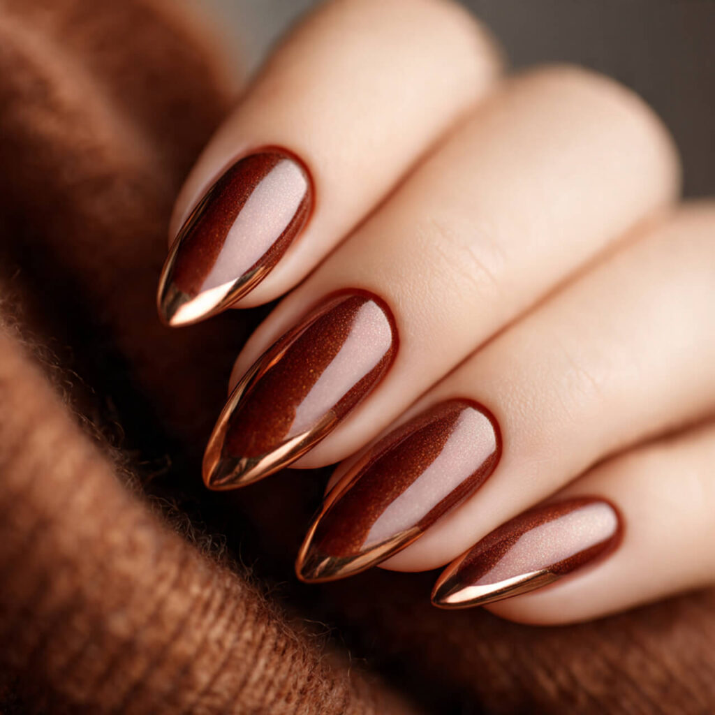 french tip nails Burnished Copper Flow (Warm Luxe) 🔥​