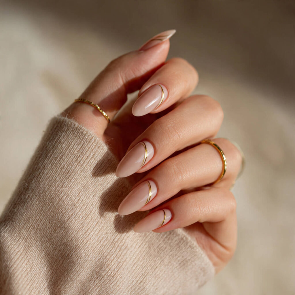 cat eye nails 2026 Gold Thread Micro Accent