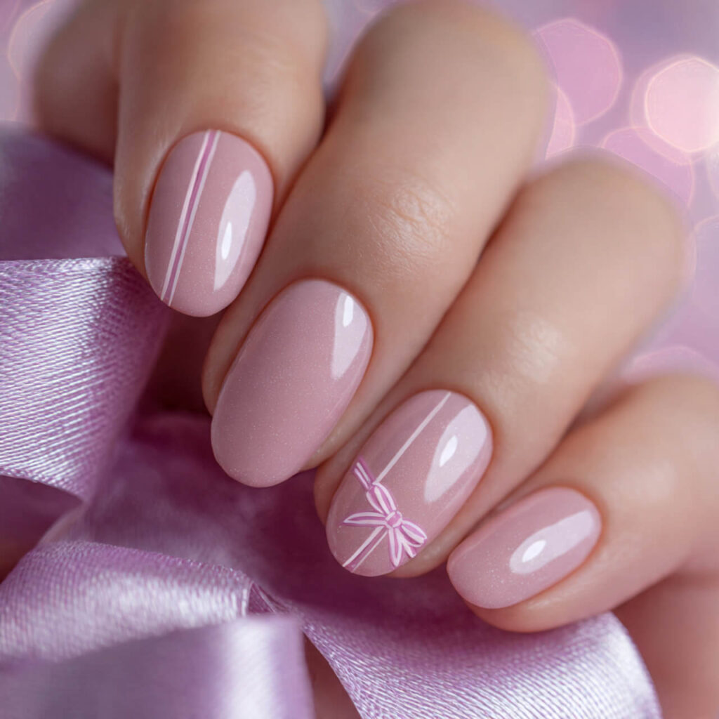 christmas nails 2026 Micro Ribbon Outline Art