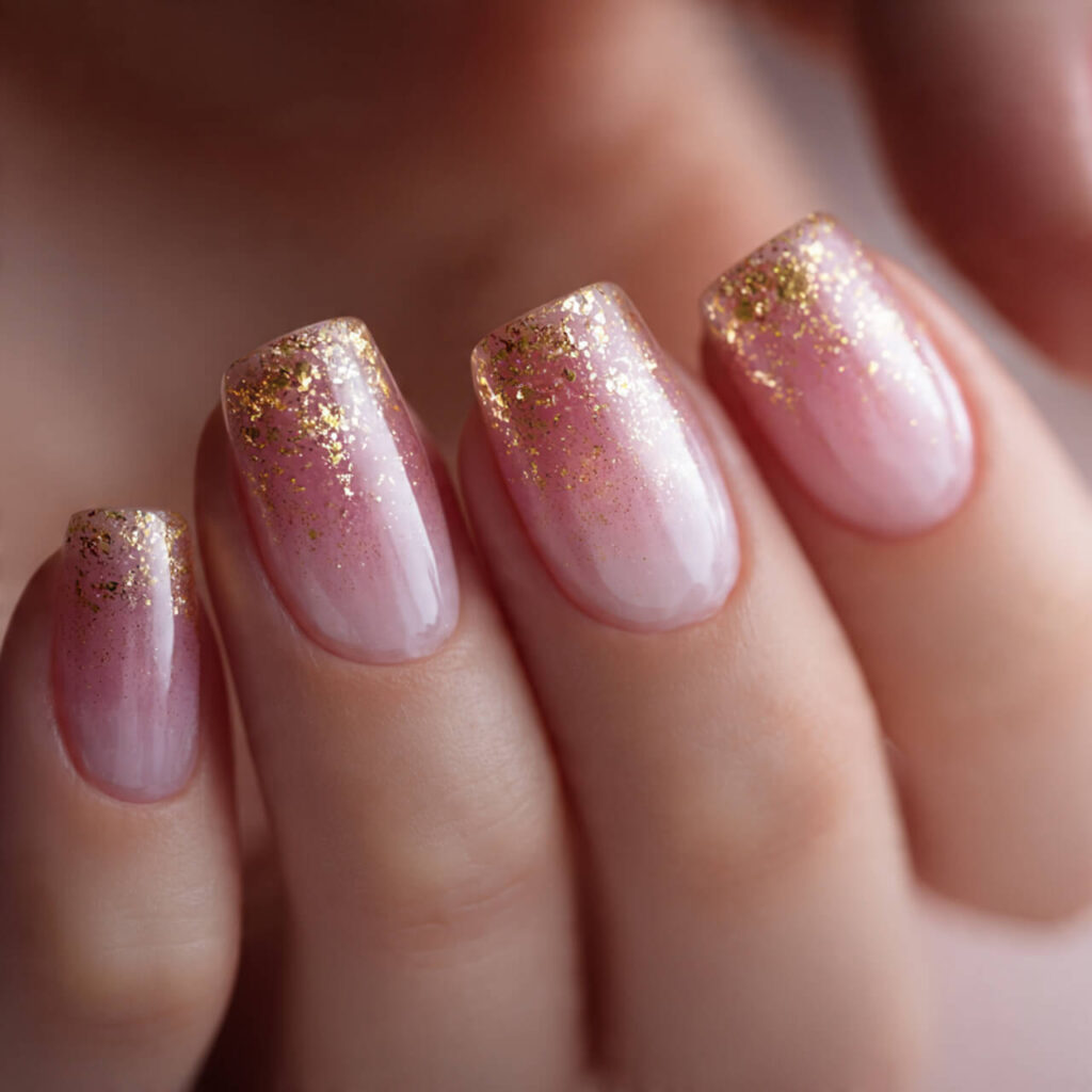 christmas nails 2026 Micro Gold Dust Gradient