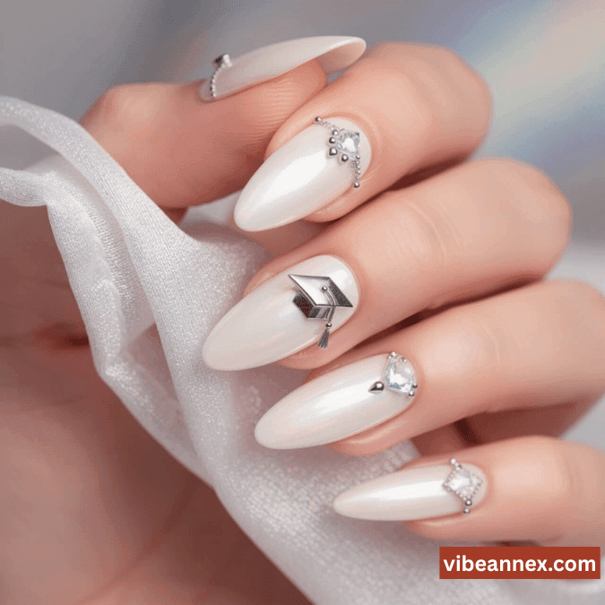 Glazed Pearl Chrome Graduation Nails 2026