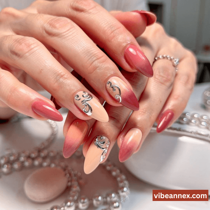 Multi-Colored Nail Designs 2026 Rosé Airbrush Gradient Nails 💖✨​